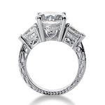 Three stone wedding engagement ring with hand engraving