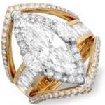 Custom marquise cut diamond wedding engagement ring with round diamond and baguette diamonds