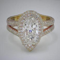 marquise cut diamond wedding engagement ring with round diamonds
